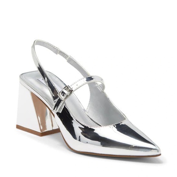 Steve Madden Shoes - Steve Madden Hailsey Silver Pointed-Toe Slingback Pumps